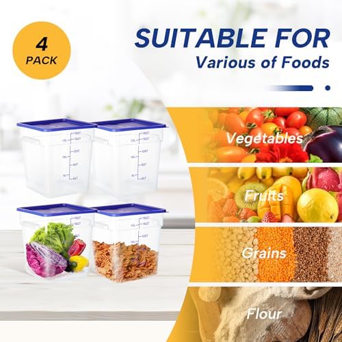 4 Pack 18QT Square Food Storage Containers with Lids - Image 6