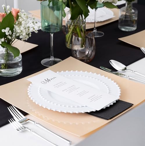 PLASTICPRO 128 Piece Combo Plastic Dinner Plates Disposable Plastic Fancy Heavy Duty Party Dishes 7 inch and 10 inch, White Beaded - Image 2