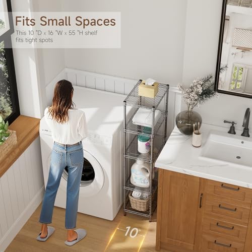 Golpart 5Tier Adjustable Storage Shelves Metal Wire Shelving Standing Shelf - Image 6