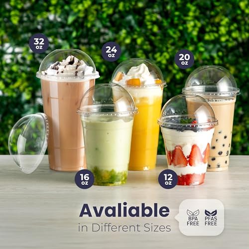 Fit Meal Prep 50 Pack 32 oz Disposable Plastic Coffee Cups with Dome Lids, To Go Iced Coffee Cups with Lids, BPA Free Clear Parfait Cups for Party, Smoothie, Bubble Boba, Juice, Frappuccino, Milkshake - Image 4