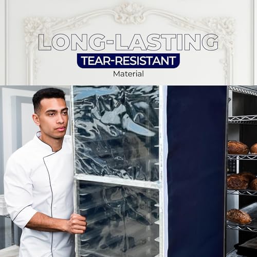 Bakery Food Pan Sheet Rack Cover | Size: 23"W x 28"L x 33"H | Material: Heavy-duty Nylon | Zippers: 2 | Color:Black | Pack of 1 - Image 3
