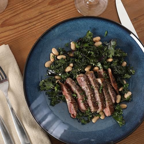 Gibson Elite Castle Peak Plates and Bowls Set, 12-Piece Dinnerware Set, Blue Reactive Glaze Stoneware Dishes, Dinner Plates, Salad Plates & Cereal Bowls - Image 5