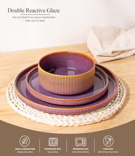 GBHOME Stoneware Dinnerware Sets for 4, 12-Piece Plates and Bowls Set - Image 4