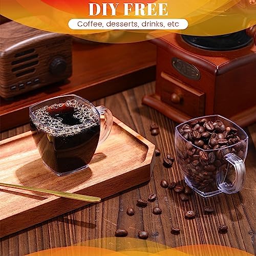 Amyhill 100 Pcs 5 oz Disposable Plastic Tea Cups with Handle,Clear - Image 6