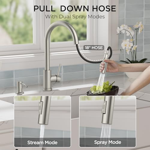 FORIOUS Touch Kitchen Faucet with Pull Down Sprayer, Stainless Steel - Image 5