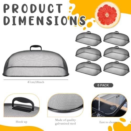 Hicarer 6 Pcs Metal Mesh Food Covers for Outdoors 18 Inch, Black - Image 2