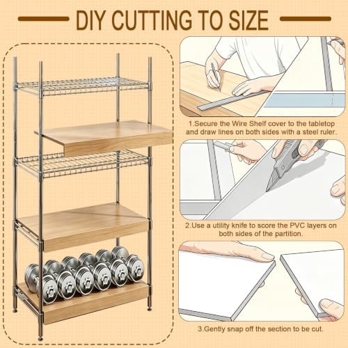 Wire Shelf Covers Wood Wire Rack Covers for Pantry Shelving Wood Wire Shelf Covers for Closet Shelves, Laundry Room,Kitchen Organization (5PCS,White,45" Lx16 Dx2 H) - Image 3