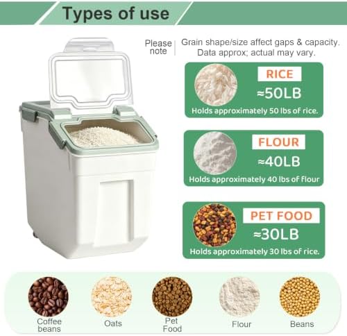 RUIAN Flour Storage Container 50lb Airtight Food Storage Bin(Green,4pcs) - Image 3