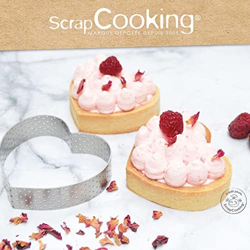 SCRAP COOKING ScrapCooking 1323 Perforated Heart Tart Circles 8.5 x 7.5 cm Stainless Steel Frame Moulds for Baking Uniform Baking Accessories Cake Dessert - Image 3