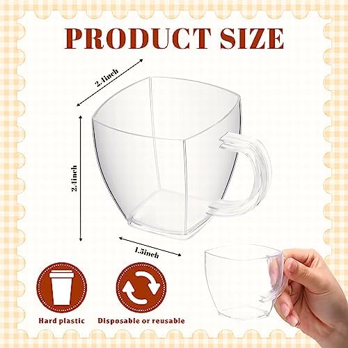 Amyhill 100 Pcs 5 oz Disposable Plastic Tea Cups with Handle,Clear - Image 2