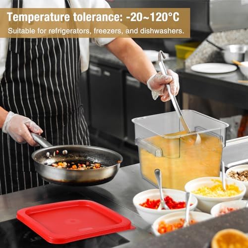 Suclain 2 Pcs Square Clear Food Storage Container with Lid, Red, 6 Qt - Image 4