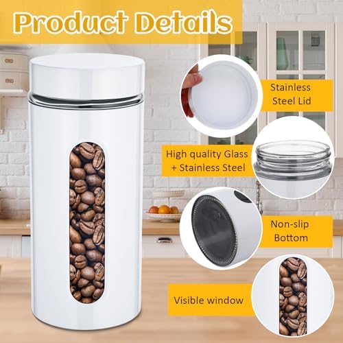 Mimorou 6 Pack 44 oz Airtight Stainless Steel Kitchen Canisters, White - Image 3