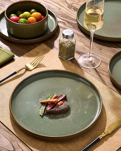 Stoneware Dinnerware Sets, Reactive Glaze Dishes Set for 8 - Image 3