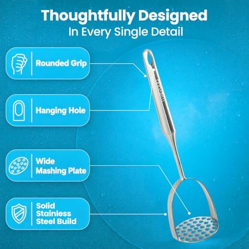 Millvado Potato Masher Stainless Steel, Mashed Potatoes - 12.5 In. Utensil - Image 2