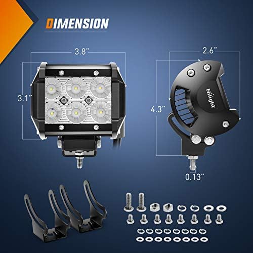 Nilight 20Inch 126W Spot Flood Combo Led Light Bar 2PCS 4Inch 18W Flood LED Pods Fog Lights Off Road with 16AWG Wiring Harness Kit-3 Leads for Van Camper Car Pickup Golf Cart ATV UTV SUV Truck Boat - Image 3