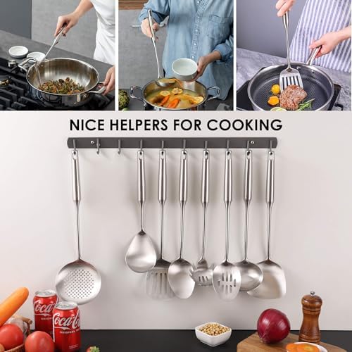 18/10 Stainless Steel Kitchen Utensils Set - 8 PCS All Metal Cooking Spoons - Image 6