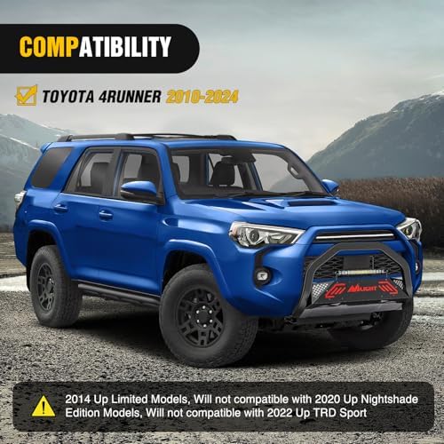 Nilight Bull Bar with Light Bar for Toyota 4Runner 2010-2024 | Includes License Plate Hole Brush Guard, Front Bumper Push Bar w/Grille Skid Plate Light Mount - Image 7