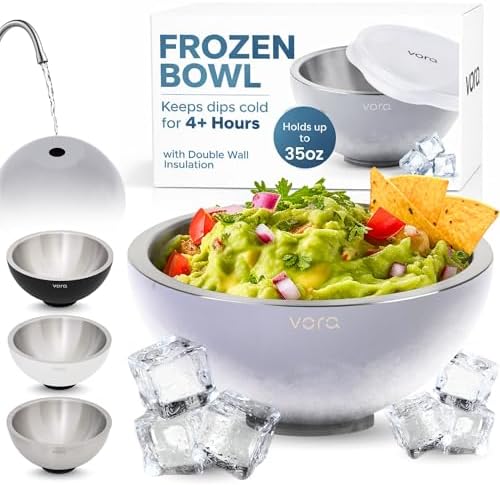 35oz Gray Stainless Steel Dip Chiller Bowl with Lid (1 Pack) by VORA