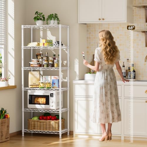 Golpart 6Tier Adjustable Storage Shelves Metal Wire Shelving Standing Shelf - Image 2