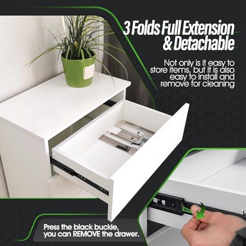5 Pairs Full Extension Drawer Slides 10 inch Side Mount Rails - Image 3