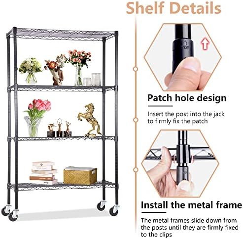BestOffice | 4-Tier Wire Shelf with Wheels | 36" x 14" x 62" | Black - Image 5