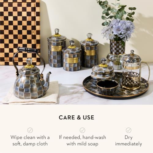 MACKENZIE-CHILDS Enamel Canister, Medium, Gray-and-Bronze Sophisticheck - Image 5