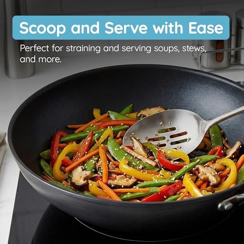 Millvado Slotted Spoon Stainless Steel, Straining & Serving - 15 In.Utensil - Image 5