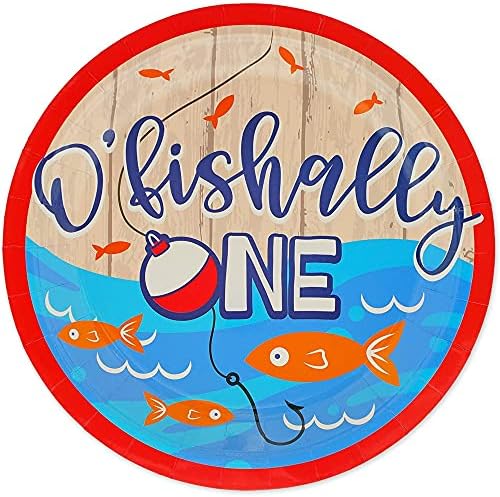 BLUE PANDA O'Fishally One Paper Plates - Heavy Duty Dinner Plates & Dessert Dishware - 1st Birthday Party Tableware & Decoration - Multicolor - 9 in - Pack of 80 - Image 3