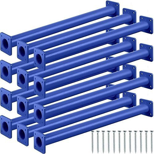 Dunzy 12 Pack Monkey Bars Swing Set Accessories Rods Playset Ladder Rungs Hardware Kit Steel Monkey Bar with Screws for Backyard Playground Equipment Mounting Plates(16.5 Inch,Blue) by Dunzy
