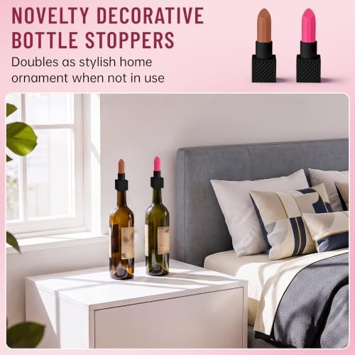 2‑Pack Silicone Wine Stoppers, Lipstick Shaped Bottle Stoppers - Image 6