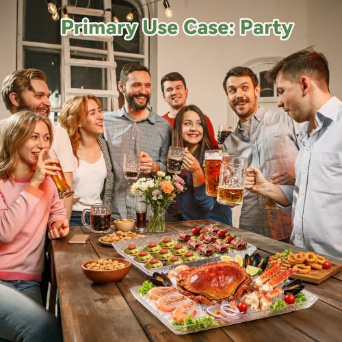 Clear Serving Trays for Party 8 Pack, 15x11 Acrylic Food Platters - Image 4