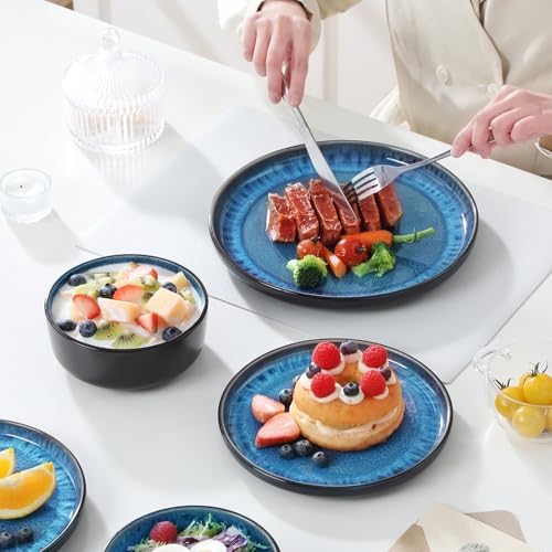 vancasso PLAYA Plates and Bowls Sets, 18 Pieces Blue Dinnerware Sets for Kitchen, Reactive Glaze Dishes Set for 6, Dishwasher and Microwave Safe - Image 5