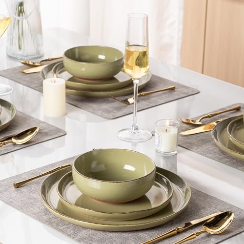 AmorArc Dinnerware Sets for 4, 12 Pieces Ceramic Plates and Bowls Set - Image 7