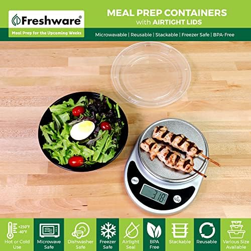 Freshware Meal Prep Containers with lids [150 Pack] Food Storage Containers, Bento Box, BPA-Free, Stackable, Microwave, Dishwasher, Freezer Safe, 32 Oz, Black - Image 2