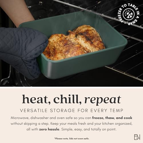 Glass Food Storage Container & Lid, 8-Cup Square, Pine - Image 5