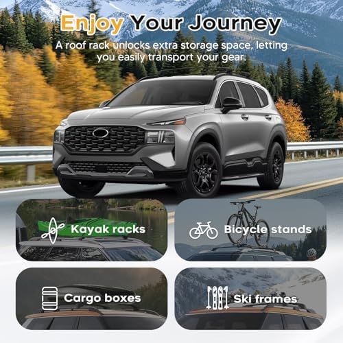 Powerty Roof Rack Cross Bars for 2019-2023 Hyundai Santa Fe & Santa Fe Hybrid Accessories with Flush Side Rails, 268 LBS Heavy Duty Anti-Theft Lockable Roof Rails Crossbars Luggage Racks - Image 6