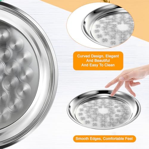 20 Pack Stainless Steel Round Silver Serving Tray Bulk, 12 Inch - Image 3
