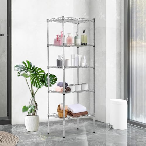 BestOffice | 5-Tier Wire Shelf | 17" x 12" x 48" | Chrome - Image 2