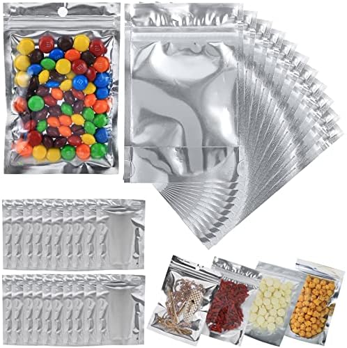 150-Pack Large Reclosable Mylar Bags for Food Storage 7" x 10" Stand Up Bags in Bulk 1 Quart Large Resealable Smell Proof Aluminum Foil Bags with Clear Window Kitchen Storage Edible Packaging by Circloophs