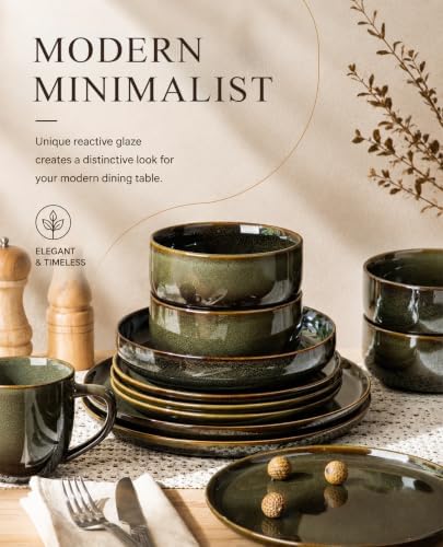 TheTerra Ceramic Dinnerware Set for 4, 16-Piece Plates and Bowls Set - Image 6