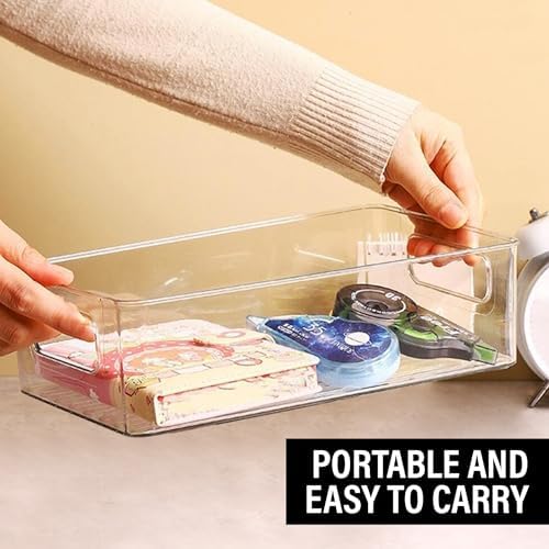 Clear Plastic Storage Bins, Home Bathroom Laundry Room Freezer Refrigerator Pantry Organizers and Storage Containers Fridge Organizer Bins Kitchen Organization Cabinet Medicine Bin for organizing - Image 7