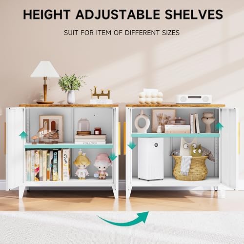 SISESOL White Storage Cabinet with Doors and Shelves,30 inch Small Pantry Cabinet Sideboard with Leg,Accent Cabinets with Storage,Side Floor Cabinets for Home,Kitchen,Coffee Bar,Dining/Living Room - Image 5