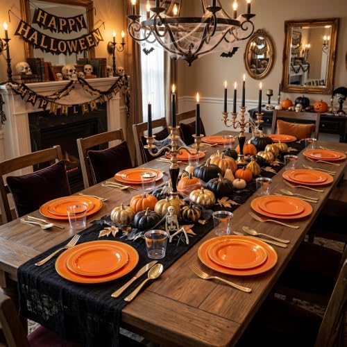DaYammi 210PCS Orange Plastic Dinnerware Set for 30 Guests - Image 7