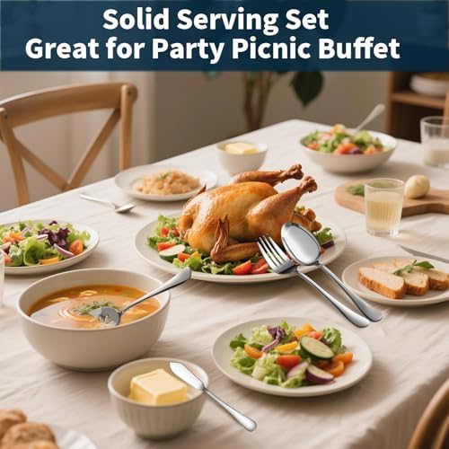 Silverware Set for 12 with Serving Utensil,Stainless Steel Flatware Cutlery - Image 7