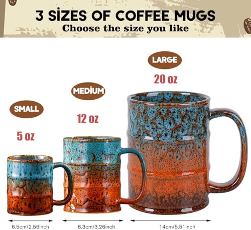 Coffee Mug,20 Oz Coffee Cups Ceramic Tea Cup Large Coffee Mug for Office and Home - Dishwasher and Microwave Safe Novelty Coffee Mug(1,Brown and Yellow) - Image 4