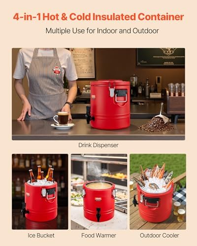 VEVOR Insulated Beverage Dispenser, 3 Gal/11.4L Thermal Hot and Cold Drink Server Dispenser with Spigot, Food-Grade Cooler Jug with 304 Stainless Steel Interior, for Tea Coffee Restaurant Outdoor - Image 5