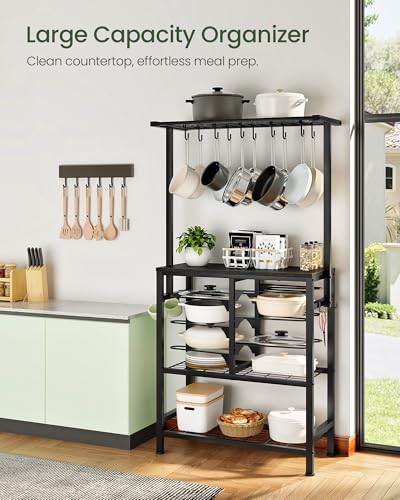 CHOEZON Pots and Pans Organizer Rack, Kitchen Bakers Rack, Multi-Tier Storage Shelf, Kitchen Island Table, Cooking Rack with Pots and Pans Storage, Black TPR60BB - Image 2