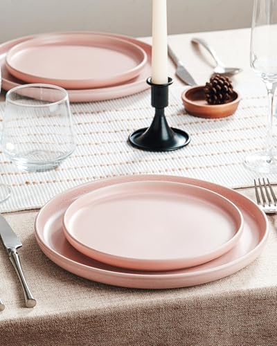 Famiware Milkyway 24-Piece Stoneware Dinnerware Set, Light Pink - Image 3