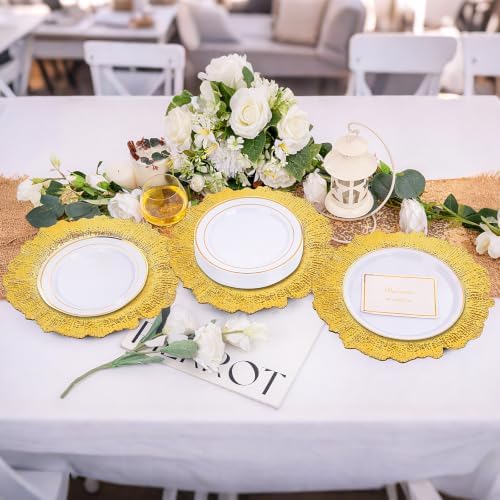 100PCS Gold Charger Plates Bulk- 13in Reusable Plastic Chargers - Image 4