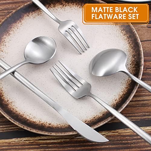 VANVRO Matte Satin Finish Silverware Set, 40-Piece Tableware Cutlery Set, Utensils Set Service for 8, Dishwasher Safe - Image 3